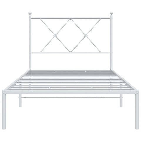 vidaXL Metal Bed Frame without Mattress with Headboard White 90x190cm