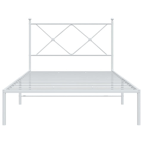 vidaXL Metal Bed Frame without Mattress with Headboard White 100x190cm