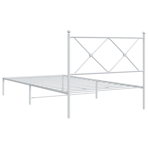 vidaXL Metal Bed Frame without Mattress with Headboard White 100x190cm
