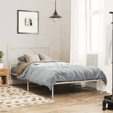 vidaXL Metal Bed Frame without Mattress with Headboard White 100x190cm