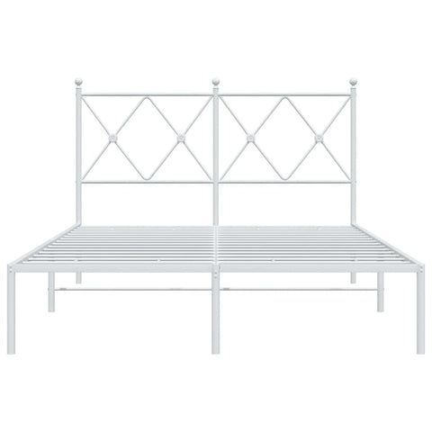 vidaXL Metal Bed Frame without Mattress with Headboard White 120x190cm