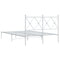 vidaXL Metal Bed Frame without Mattress with Headboard White 120x190cm