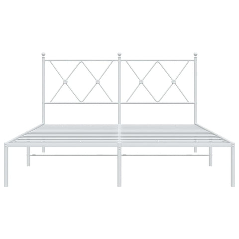 vidaXL Metal Bed Frame without Mattress with Headboard White 140x190cm