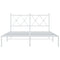 vidaXL Metal Bed Frame without Mattress with Headboard White 140x190cm
