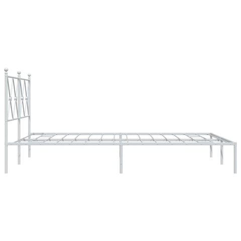 vidaXL Metal Bed Frame without Mattress with Headboard White 140x190cm