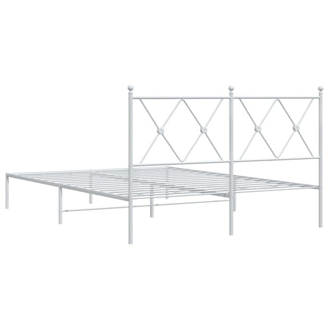 vidaXL Metal Bed Frame without Mattress with Headboard White 140x190cm