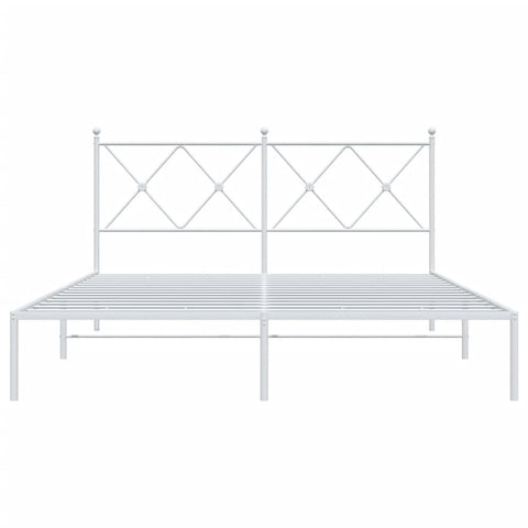 vidaXL Metal Bed Frame without Mattress with Headboard White 160x200cm