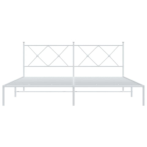 vidaXL Metal Bed Frame without Mattress with Headboard White 180x200cm