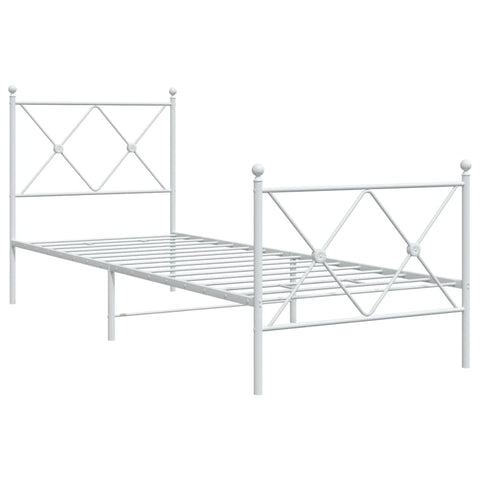 vidaXL Metal Bed Frame without Mattress with Footboard White 75x190cm