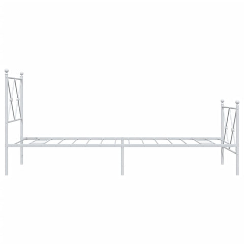 vidaXL Metal Bed Frame without Mattress with Footboard White 75x190cm