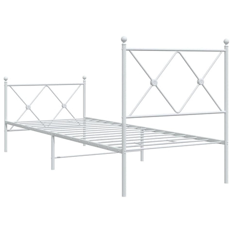 vidaXL Metal Bed Frame without Mattress with Footboard White 75x190cm