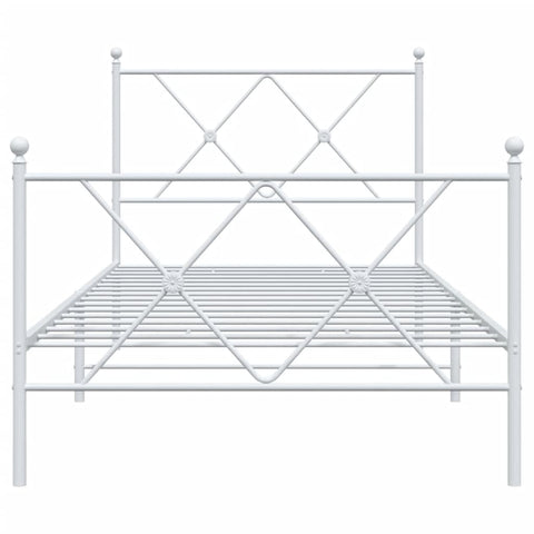 vidaXL Metal Bed Frame without Mattress with Footboard White 90x200cm