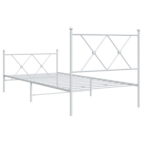 vidaXL Metal Bed Frame without Mattress with Footboard White 90x200cm