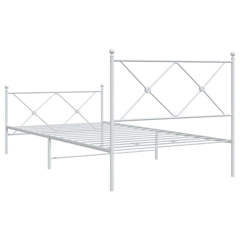 vidaXL Metal Bed Frame without Mattress with Footboard White 107x203cm