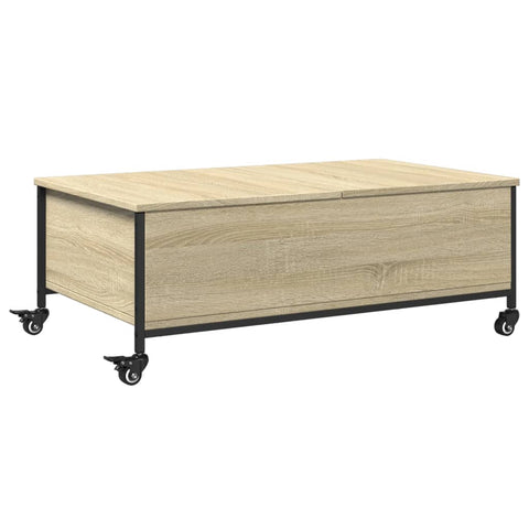 vidaXL Coffee Table with Wheels Sonoma Oak 91x55x34 cm Engineered Wood