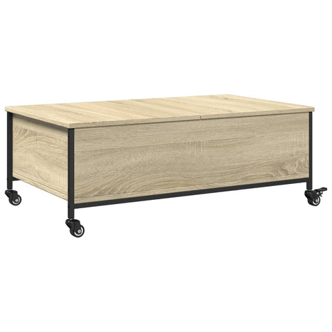 vidaXL Coffee Table with Wheels Sonoma Oak 91x55x34 cm Engineered Wood