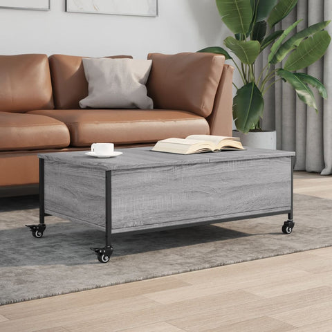 vidaXL Coffee Table with Wheels Grey Sonoma 91x55x34 cm Engineered Wood