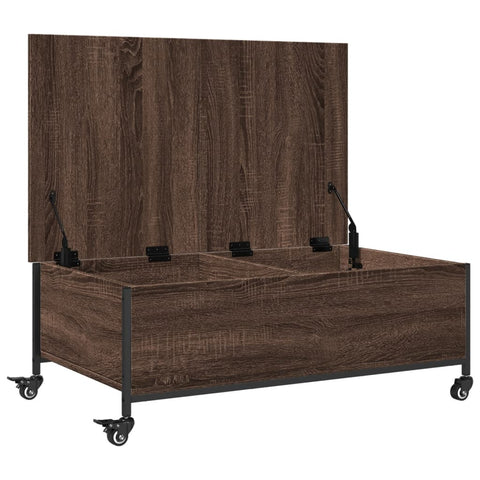 vidaXL Coffee Table with Wheels Brown Oak 91x55x34 cm Engineered Wood
