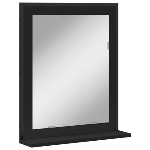 vidaXL Bathroom Mirror with Shelf Black 50x12x60 cm Engineered Wood