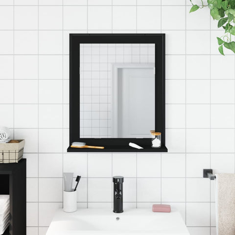vidaXL Bathroom Mirror with Shelf Black 50x12x60 cm Engineered Wood