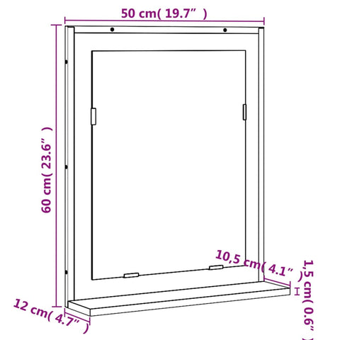vidaXL Bathroom Mirror with Shelf Brown Oak 50x12x60 cm Engineered Wood