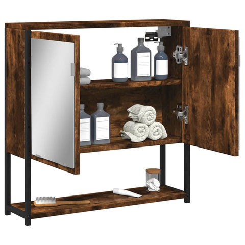 vidaXL Bathroom Mirror Cabinet Smoked Oak 60x16x60 cm Engineered Wood