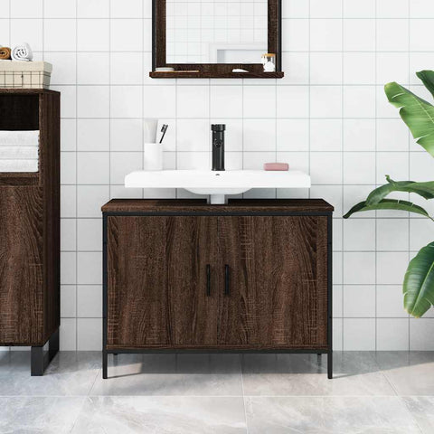 vidaXL Bathroom Sink Cabinet Brown Oak 80x30x60 cm Engineered Wood