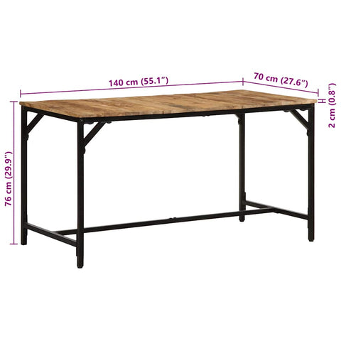 vidaXL Dining Table 140x70x75 cm Solid Wood Rough Mango
