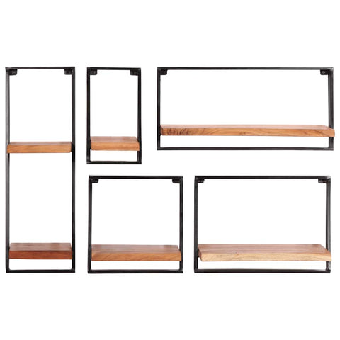 vidaXL Wall Shelves 5 pcs Solid Wood Acacia