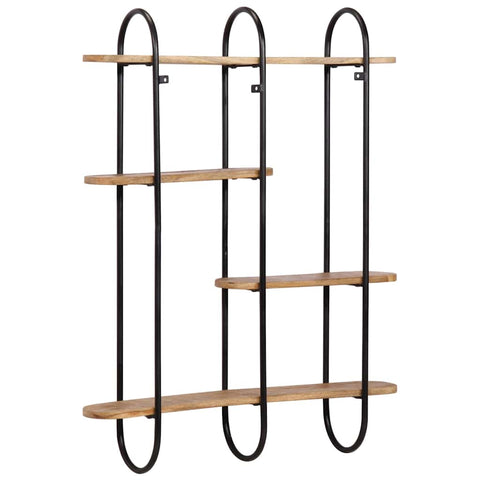 vidaXL Wall Shelf 90x20x116.5 cm Solid Rough Wood Mango