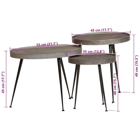 vidaXL Coffee Table 3 pcs Silver Engineered Wood