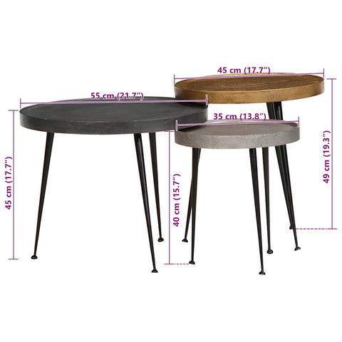 vidaXL Coffee Table 3 pcs Multicolour Engineered Wood