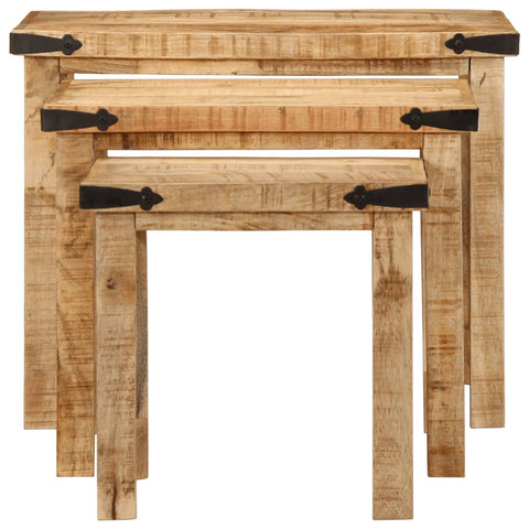 vidaXL Nesting Side Tables 3 pcs Solid Rough Wood Mango