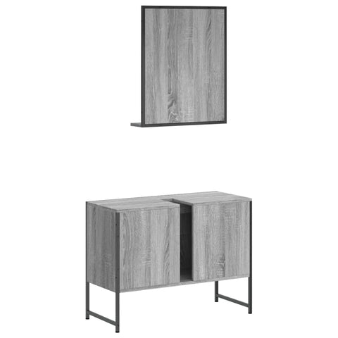 vidaXL 2 Piece Bathroom Cabinet Set Grey Sonoma Engineered Wood