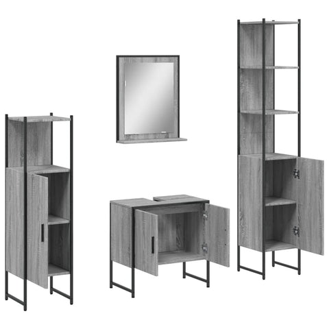 vidaXL 4 Piece Bathroom Cabinet Set Grey Sonoma Engineered Wood