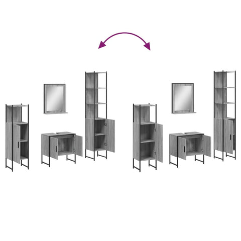 vidaXL 4 Piece Bathroom Cabinet Set Grey Sonoma Engineered Wood