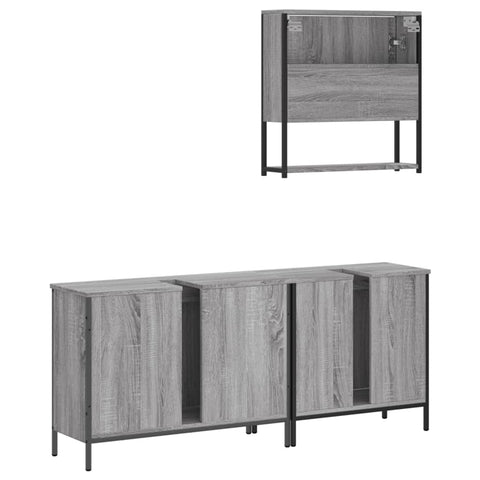 vidaXL 3 Piece Bathroom Furniture Set Grey Sonoma Engineered Wood