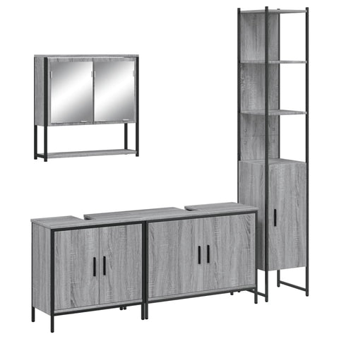 vidaXL 4 Piece Bathroom Furniture Set Grey Sonoma Engineered Wood