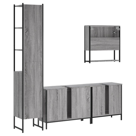 vidaXL 4 Piece Bathroom Furniture Set Grey Sonoma Engineered Wood