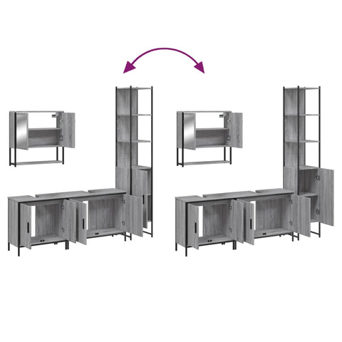 vidaXL 4 Piece Bathroom Furniture Set Grey Sonoma Engineered Wood