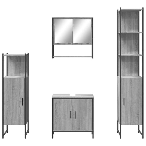 vidaXL 4 Piece Bathroom Furniture Set Grey Sonoma Engineered Wood