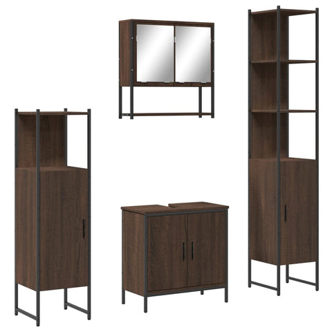 vidaXL 4 Piece Bathroom Furniture Set Brown Oak Engineered Wood