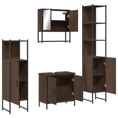 vidaXL 4 Piece Bathroom Furniture Set Brown Oak Engineered Wood