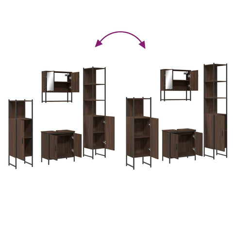 vidaXL 4 Piece Bathroom Furniture Set Brown Oak Engineered Wood