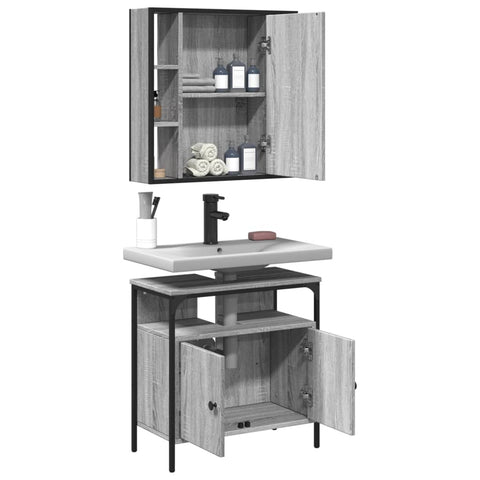 vidaXL 2 Piece Bathroom Furniture Set Grey Sonoma Engineered Wood