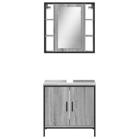 vidaXL 2 Piece Bathroom Furniture Set Grey Sonoma Engineered Wood