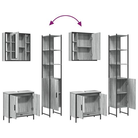 vidaXL 3 Piece Bathroom Cabinet Set Grey Sonoma Engineered Wood