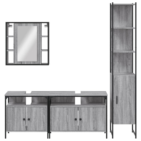 vidaXL 4 Piece Bathroom Cabinet Set Grey Sonoma Engineered Wood