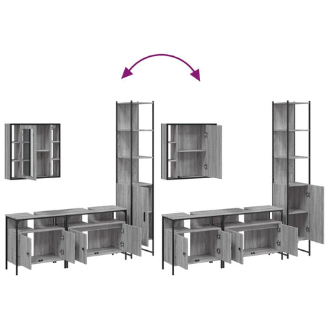 vidaXL 4 Piece Bathroom Cabinet Set Grey Sonoma Engineered Wood