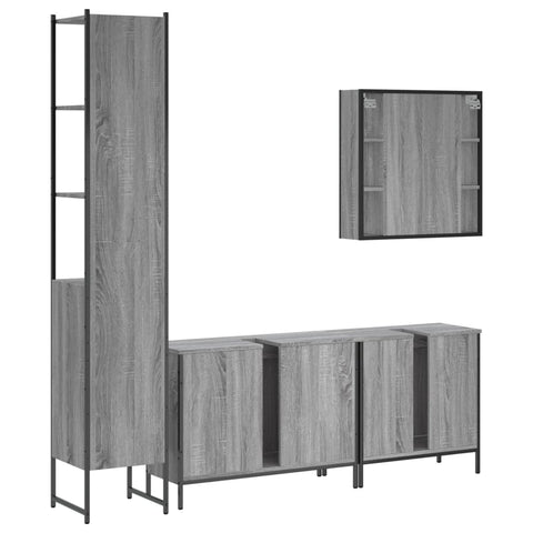 vidaXL 4 Piece Bathroom Cabinet Set Grey Sonoma Engineered Wood